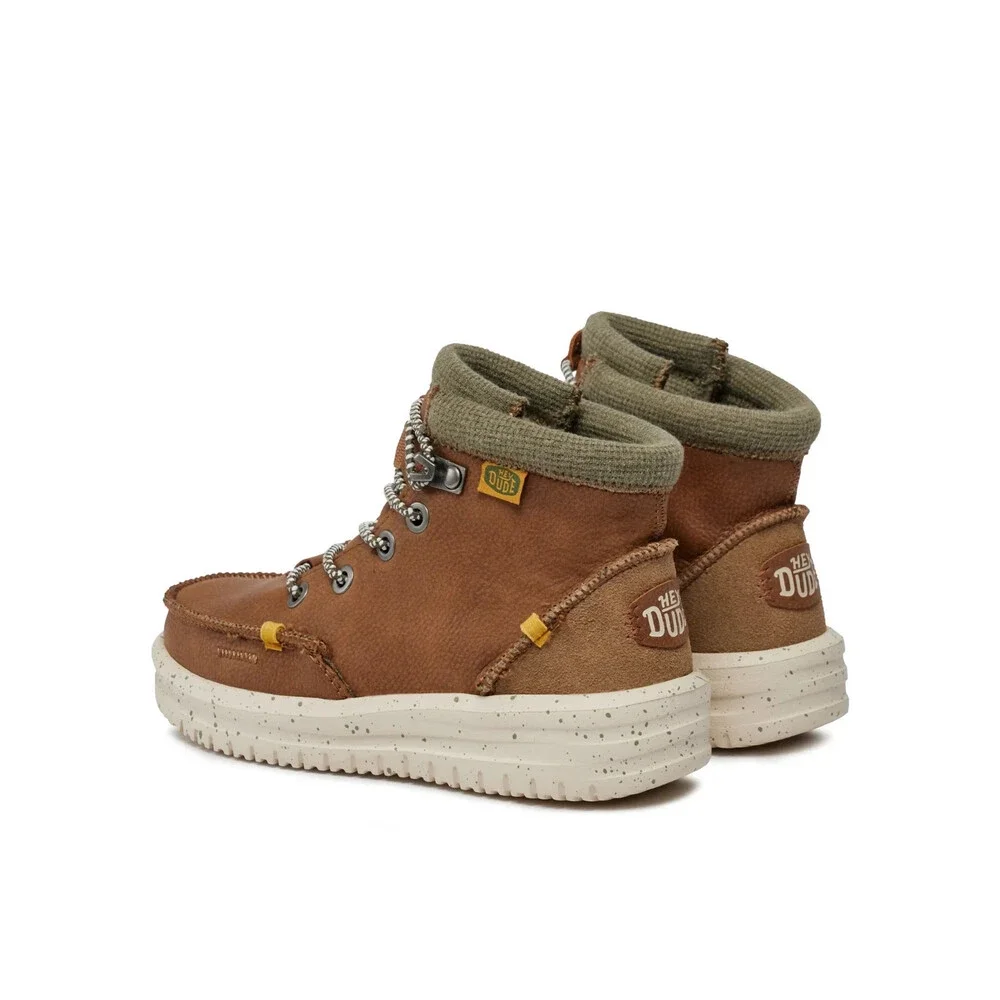 Hey Dude Bradley 40269-267 Boot Kids Walnut Leather Moc Toe Casual Ankle SHOP549